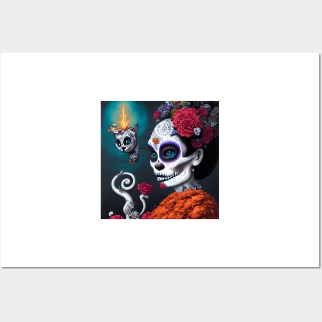 Día de los Muertos Gato Wall Art by adorcharm